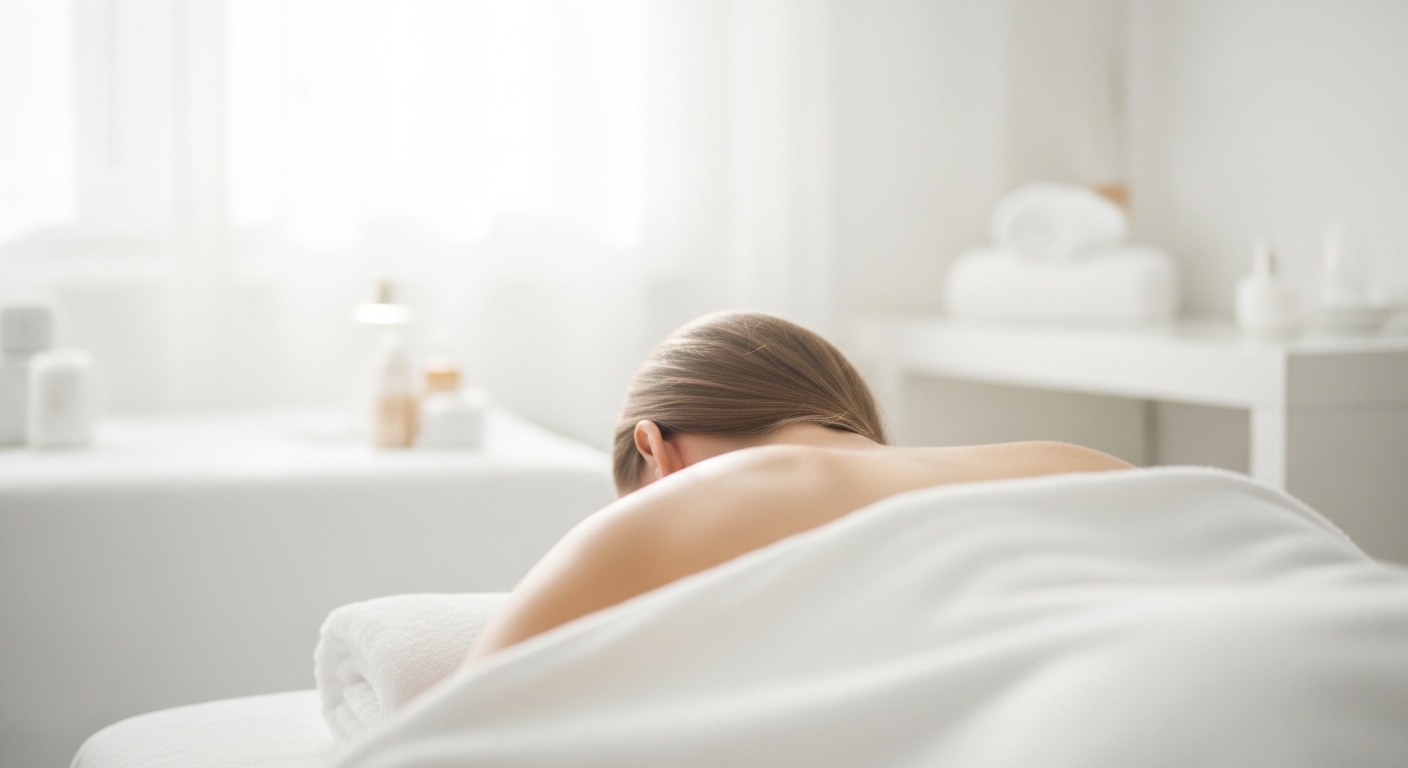 白で整えられたプライベートスパ空間