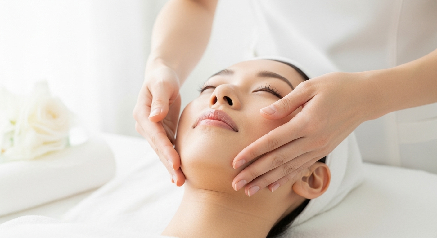 小顔フェイシャル施術の様子